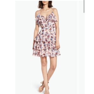 Rebecca Minkoff Marla Mini Dress M Pink Floral Chiffon Ruffles